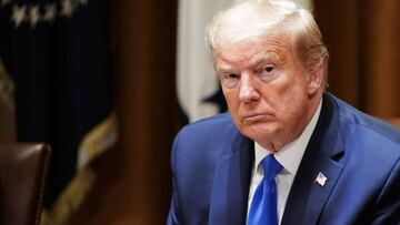 US President Donald Trump looks on during a meeting with military leaders and his national security team in the Cabinet Room of the White House in Washington, DC on May 9, 2020. (Photo by MANDEL NGAN / AFP)