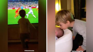 El vídeo que ha enamorado a Turín: la reacción de los hijos de Morata al doblete de su padre