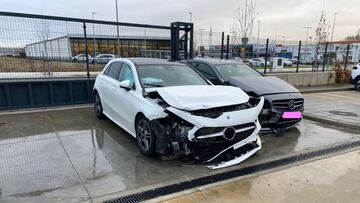 Estado en el que qued&oacute; el coche de Plata tras el accidente de ayer en Valladolid.