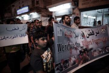 Las protestas contra el GP de Bahrain de Formula 1 en imágenes