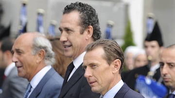 Los exjugadores del Real Madrid, Jorge Valdano y Emilio Butrague&ntilde;o.