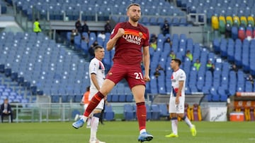 09 May 2021, Italy, Rome: Roma&#039;s Borja Mayoral celebrates scoring during the Italian Serie A soccer match between AS Roma and FC Crotone at the Olimpic Stadium. Photo: Fabio Rossi/As Roma/LaPresse via ZUMA Press/dpa
 Fabio Rossi/As Roma/LaPresse via 
