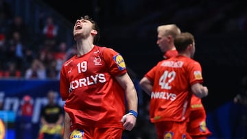 Gidsel celebra uno de sus goles frente a Portugal en semifinales.