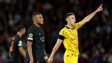 Soccer Football - Champions League - Group F - Paris St Germain v Borussia Dortmund - Parc des Princes, Paris, France - September 19, 2023 Paris St Germain's Kylian Mbappe reacts REUTERS/Benoit Tessier