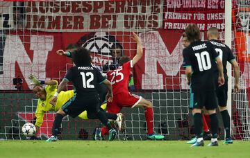 Keylor Navas, Sergio Ramos y Thomas Mueller.