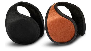 Estas orejeras para el frío con tejido de felpa retienen el calor y se pueden usar con accesorios