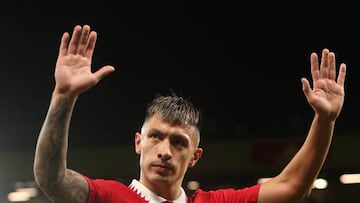 MANCHESTER, ENGLAND - JANUARY 03: Lisandro Martinez of Manchester United walks off after the Premier League match between Manchester United and AFC Bournemouth at Old Trafford on January 03, 2023 in Manchester, England. (Photo by Matthew Peters/Manchester United via Getty Images)