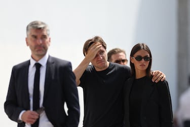 Federico Chiesa llega al funeral de Diogo Jota y su hermano André Silva en la Igreja Matriz de Gondomar el 5 de julio de 2025 en Gondomar, Portugal.