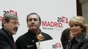 <b>APUESTA FUERTE.</b> Jaime Lissavetzky, Severiano Ballesteros y Esperanza Aguirre apuestan por la Ryder.