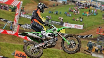 Jorge Prado, con la Kawasaki en el Pro Motocross de High Point, Pensilvania.