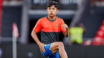 Takefusa Kubo of RCD Mallorca warms up during the Spanish league, La Liga Santander, football match played between Athletic Club and RCD Mallorca at San Mames stadium on September 11, 2021 in Bilbao, Spain - Photo Inigo Larreina / Spain DPPI / DPPI
AFP7