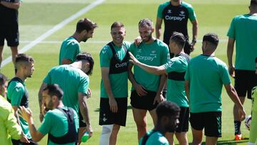 Joaquín, en el entrenamiento de ayer.