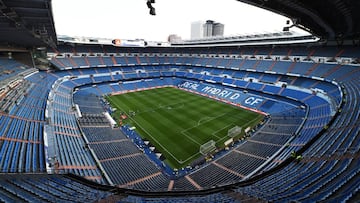 MADRID, SPAIN - AUGUST 19: A general view of the Santiago Bernabeu stadium ahead of the La Liga match between Real Madrid CF and Getafe CF at Estadio Santiago Bernabeu on August 19, 2018 in Madrid, Spain. (Photo by Denis Doyle/Getty Images)