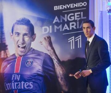 El argentino Ángel di María pasó del Manchester United al PSG por un total de 63 millones de euros.