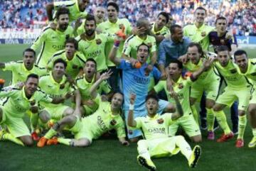 19 de mayo de 2015. El Barcelona se proclama campeón de Liga en el Calderón. Messi hizo el único tanto del partido.
