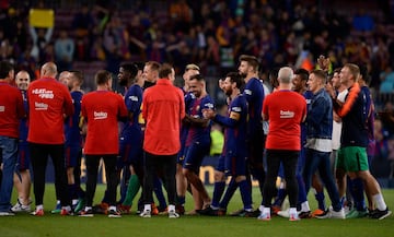 El Barcelona celebró el título de Liga.