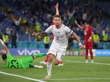 0-2. Ciro Immobile celebra el segundo gol.