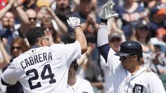 Antes de ser golpeado por una bola, Miguel Cabrera fue capaz de sacarla del campo.