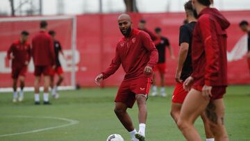 Marcao, este viernes en el entrenamiento del Sevilla.