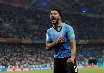 El uruguayo Luis Suárez con 63 goles en 123 partidos, con un promedio de 0,51.