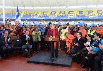 Michelle Bachelet inauguró el estadio Ester Roa de Concepción. Recibirá el duelo con Brasil y Paraguay, además de una semifinal y la definición del tercer lugar.