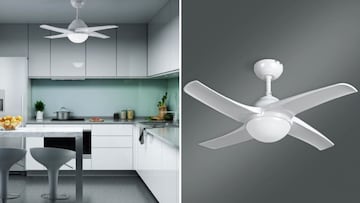 Este ventilador de techo con luz de Leroy Merlin tiene tres velocidades y mando a distancia