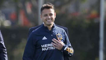 Javier Hernández durante un entrenamiento de LA Galaxy