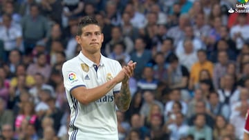 Así se fue James del Bernabéu: pausa y aplausos a la grada