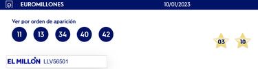 Euromillones: comprobar los resultados del sorteo de hoy, martes 10 de enero