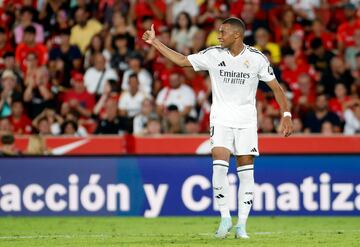 Mbappé, durante el partido en Mallorca. 