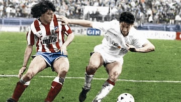 Paulo Futre y Manolo Jim&eacute;nez, en un partido entre el Sevilla y el Atl&eacute;tico.