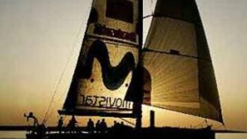 <b>VOLVO OCEAN RACE. </b>El Movistar en la bahía de Chesapeake, poco antes de cruzar la meta de la quinta etapa.