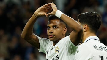 Soccer Football - Champions League - Group F - Real Madrid v Celtic - Santiago Bernabeu, Madrid, Spain - November 2, 2022 Real Madrid's Rodrygo celebrates scoring their second goal REUTERS/Susana Vera