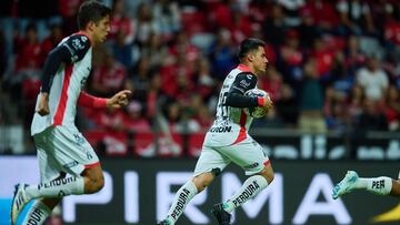 Aldo Rocha celebrates his goal 4-1 of Atlas during the 10th round match between Toluca and Atlas as part of the Liga BBVA MX, Torneo Apertura 2024 at Nemesio Diez Stadium on September 28, 2024 in Toluca, Estado de Mexico, Mexico.