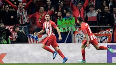 Koke corre celebrando su gol al Sporting, el 1-0. 