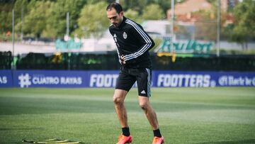 Nacho, en un entrenamiento del Real Valladolid.