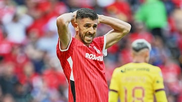 Joao Dias of Toluca during the Quarter final second leg match between Toluca And America as part of the Liga BBVA MX, Torneo Apertura 2024 at Nemesio Diez Stadium on November 30, 2024 in Toluca, Estado de Mexico, Mexico.