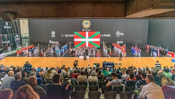 Acto de inauguración de la primera Liga de Naciones 36 metros, en la que compitieron España y Euskadi.