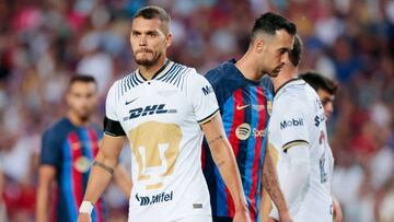 BARCELONA, SPAIN - AUGUST 7: Nicolas Freire of Pumas Unam  during the Club Friendly   match between FC Barcelona v Pumas at the Spotify Camp Nou on August 7, 2022 in Barcelona Spain (Photo by David S. Bustamante/Soccrates/Getty Images)