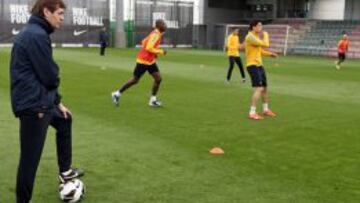 Vilanova, durante el entrenamiento de este viernes.