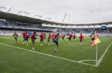 Último entrenamiento de España antes de su debut en la Eurocopa