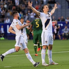 Zlatan Ibrahimovic gifts his LA Galaxy t-shirt to a Timbers fan