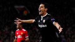 Soccer Football - Champions League Round of 16 Second Leg - Manchester United vs Sevilla - Old Trafford, Manchester, Britain - March 13, 2018   Sevilla&rsquo;s Wissam Ben Yedder celebrates scoring a goal    Action Images via Reuters/Jason Cairnduff