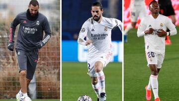 Entre Benzema, Isco y Vinicius se juegan un puesto para el derbi.