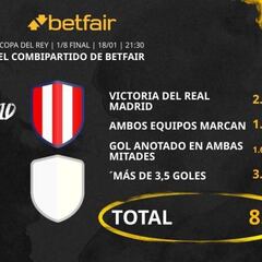 Club Atlético de Madrid vs. Real Madrid CF: Combipartido de Betfair a cuota 8.6