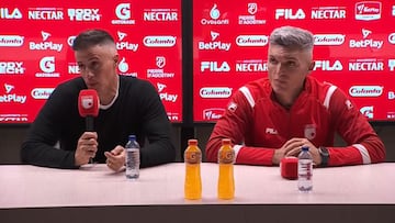 Pablo Peirano, DT de Santa Fe, habla en rueda de prensa tras la derrota contra Pasto.