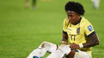 Ecuador's defender #17 Angelo Preciado looks on during the 2026 FIFA World Cup South American qualifiers football match between Uruguay and Ecuador at the Centenario stadium in Montevideo on October 15, 2024. (Photo by DANTE FERNANDEZ / AFP)