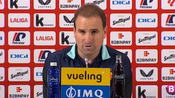 Jagoba Arrasate, entrenador del Real Mallorca en rueda de prensa en San Mamés tras empatar 1-1 ante el Athletic Club.