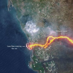 La impresionante imagen de la lava recorriendo La Palma desde el espacio