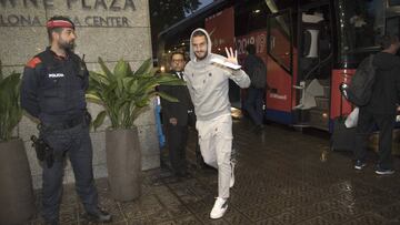 Koke, en la llegada del Atl&eacute;tico a Barcelona para medirse al Espanyol.